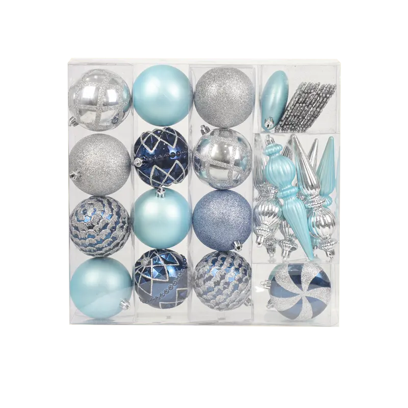 Ensembles de boules de Noël bleu de haute qualité Dernière décoration en vente Ornements de Noël Boule de Noël Logo pour exportateur