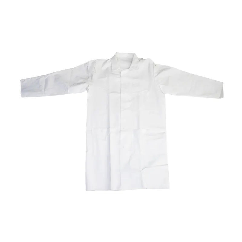 चिकित्सा विज्ञान के उपयोग के लिए गैर बुने हुए कपड़े मेडिकल सफेद फार्मासिस्ट एबी कोट वाटरप्रूफ यूनिसेक्स डिस्पोजेबल लैब कोट थोक