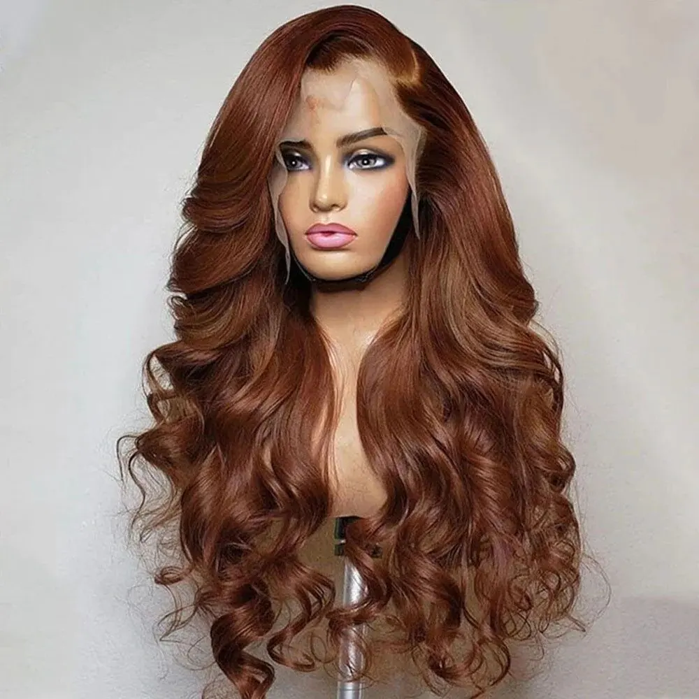 Peruca de tela frontal, 13x4 de renda marrom chocolate frontal hd suíça cabelo 100% humano para mulheres