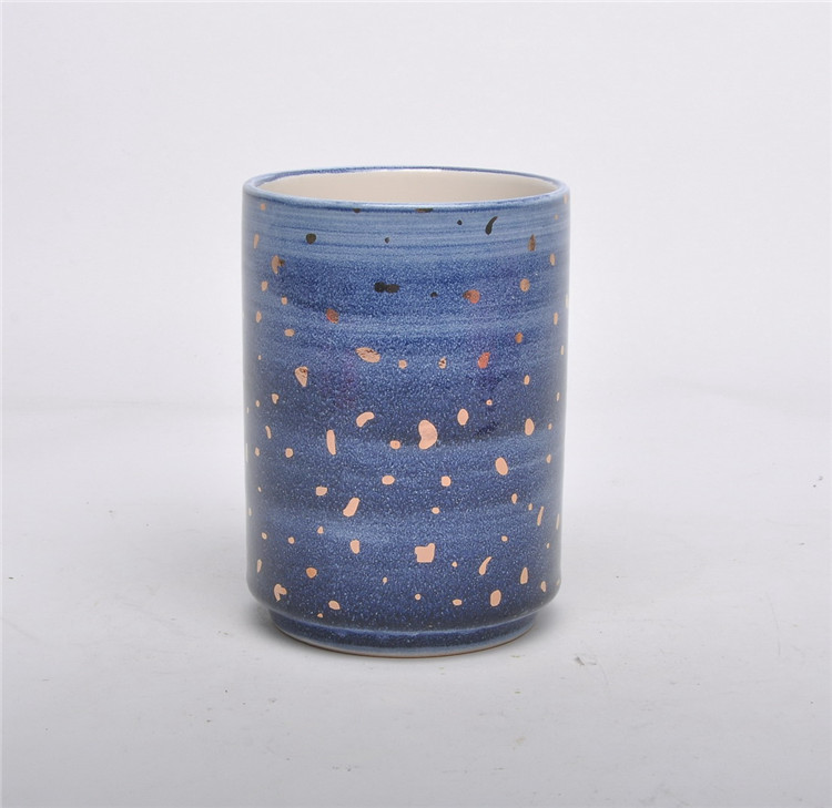 Space Star luxury home decoration candlestick ceramic cylinder candle holder with lid