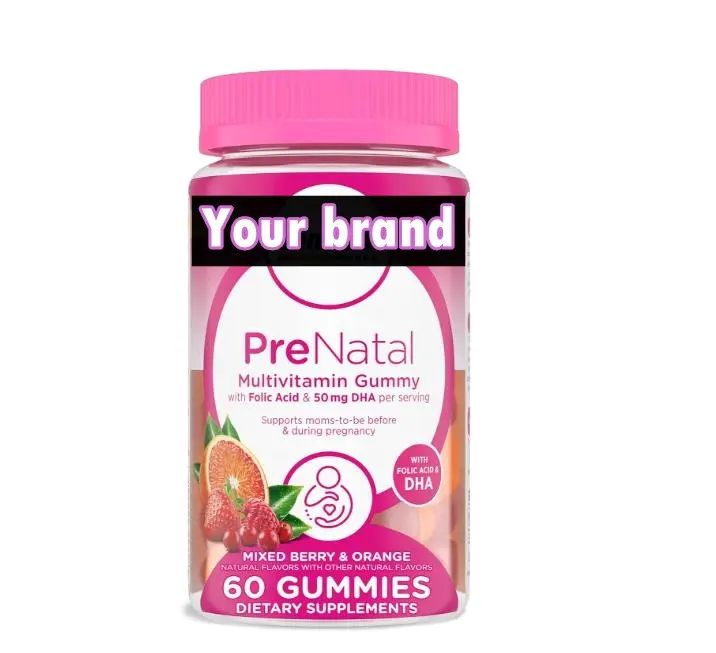 Gomitas de vitaminas prenatales para mujeres que apoyan el desarrollo fetal y las náuseas matutinas, el embarazo debe tener-Frambuesa