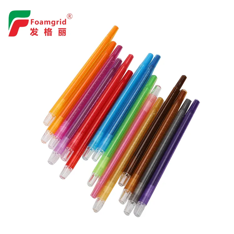 12 renk veya 24 renk twistable plastik mum boya çocuk toptan için twisted crayon seti