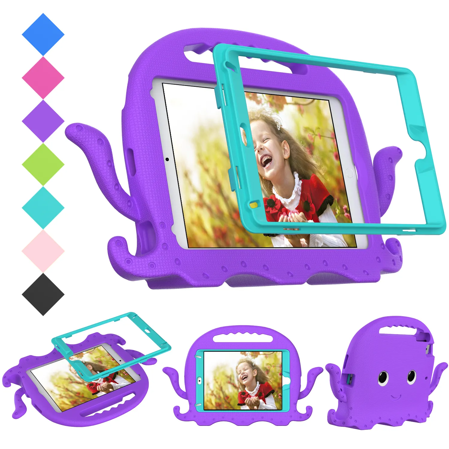 EVA עמיד הלם רך סיליקון Tablet כיסוי עבור עבור iPad מיני 12345 Stand Coque מגן מקרה