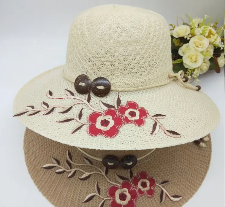 Personalizado sombreros mujeres verano sombreros de paja pueblo europeo jardín de estilo hecho a mano Mujer