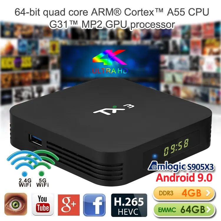 TV Box TX3 Android 9.0 Với Chip S905X3 4GB 32GB/64GB Hỗ Trợ IPTV Mini 2.4G & 5G Wifi BT5.0 TX3 Hỗ Trợ