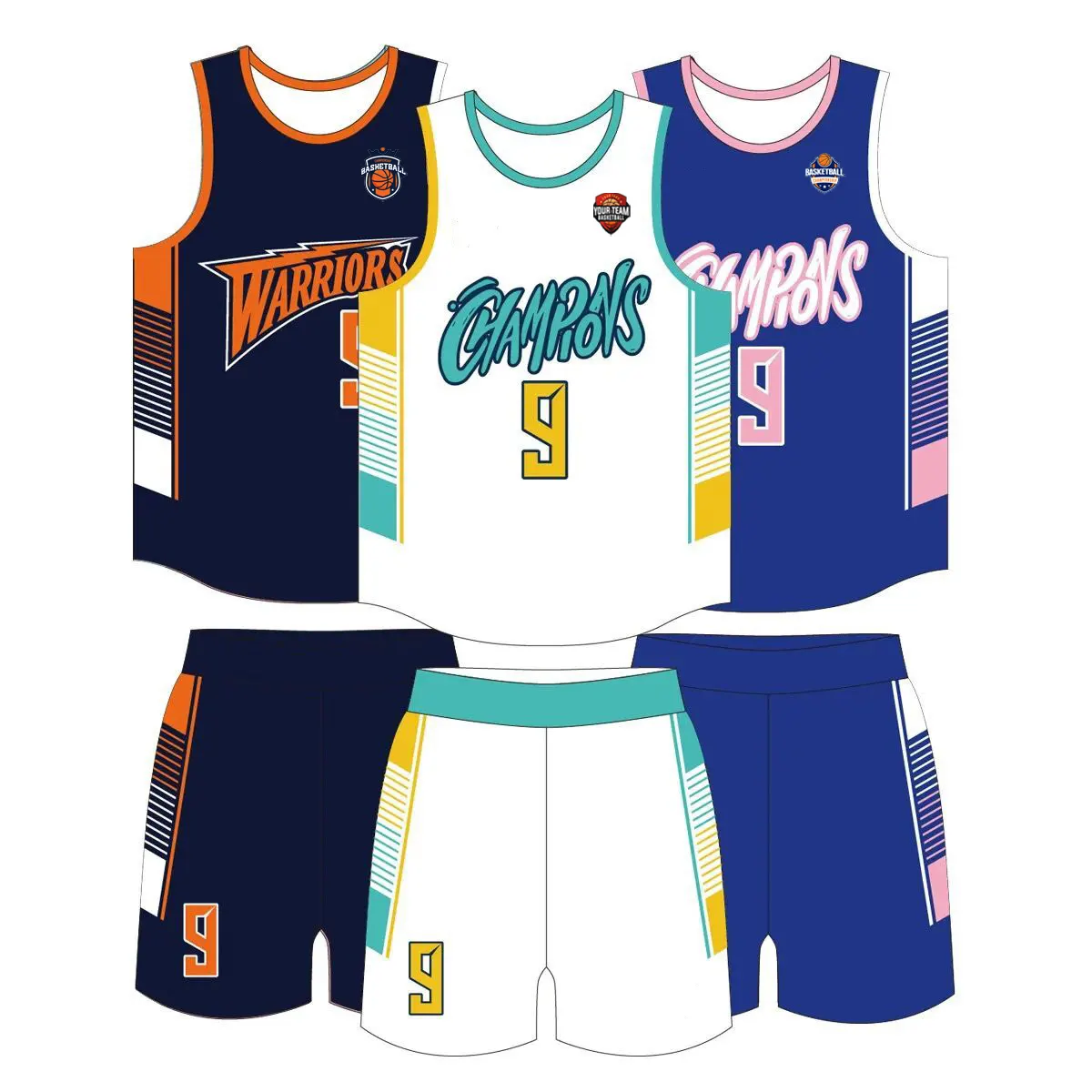 Desenho personalizado de sublimação respirável desgaste esportivo personalizado de secagem rápida personalizado conjunto de camisa de basquete uniforme de basquete