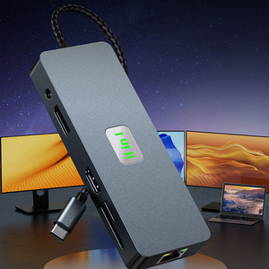 Venda quente 11 em 1 Estação de Ancoragem TYPE-C para RJ45 1000M + usb3.2 * 3 + HDMI + DP + SD/TF + 3,5mm de áudio + VGA + PD100W <span class=keywords><strong>Usb</strong></span> <span class=keywords><strong>Hub</strong></span> De Carregamento - Product Image 2