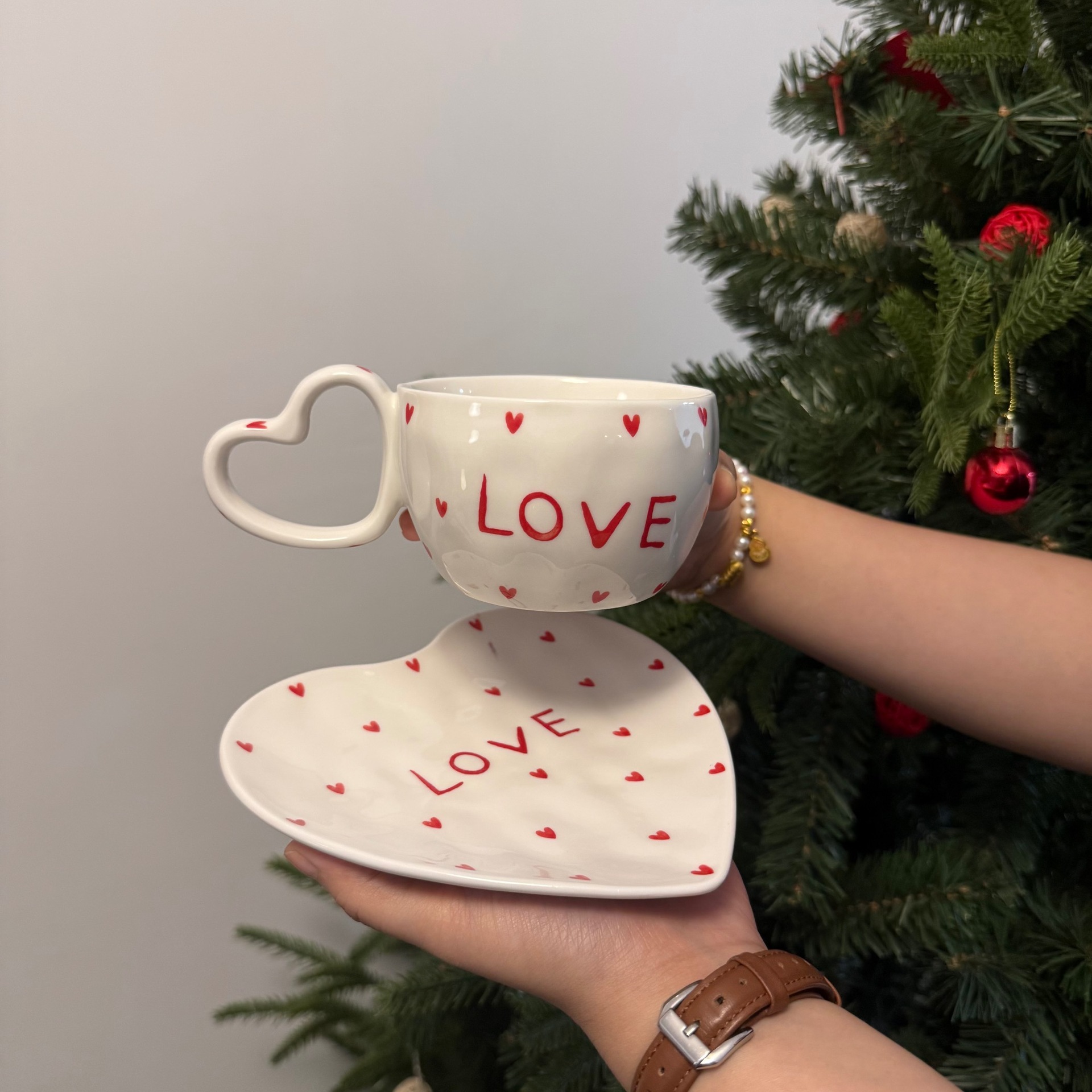 Little heart love cup 280ml + saucer 15.3*14.2cm