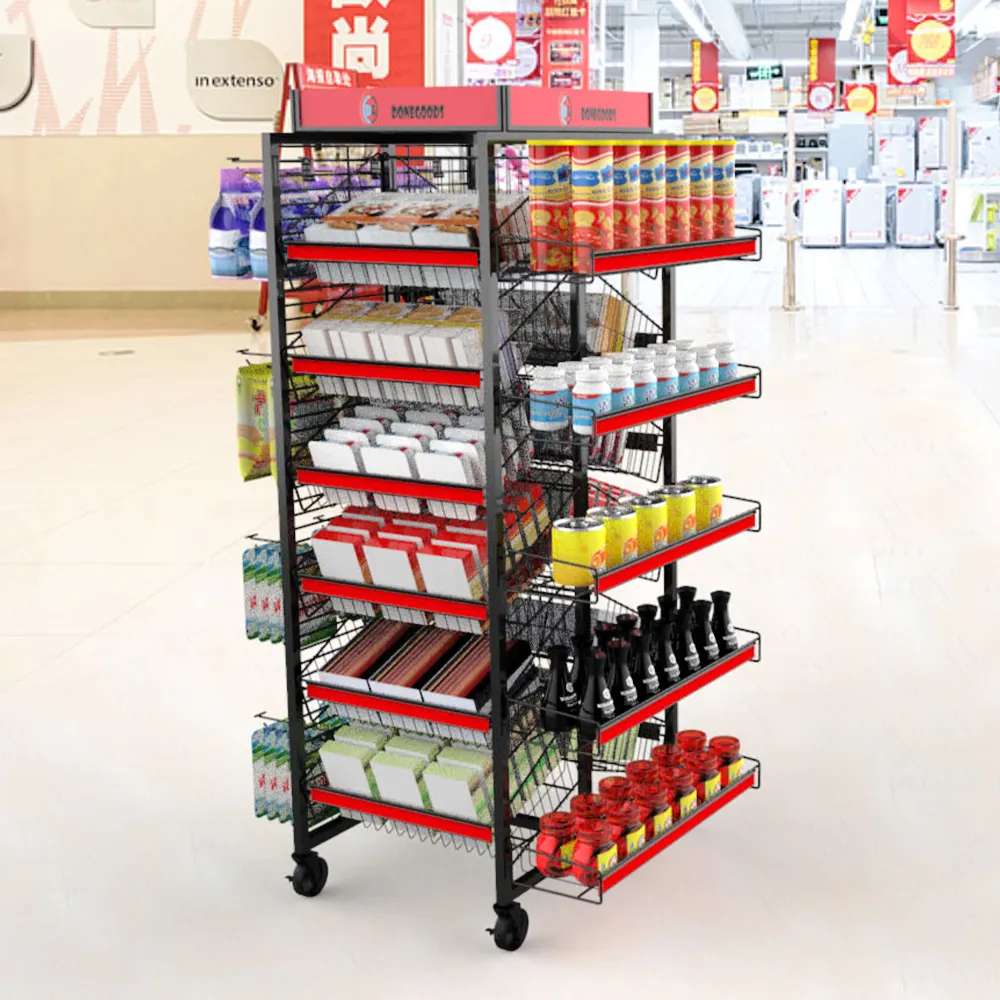 Expositor do supermercado Cremalheira exposição do metal doces Prateleiras do suporte exposição da loja varejo