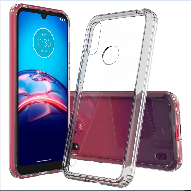 Wholesale factory cheap Shockproof clear TPU Acrylic Cell Phone Case For Motorola E6S 2020