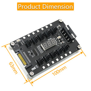 DC 12v 3/4pin Fan PWM Fan Hub Controller con 3528 LED flash colorati e display del sensore di temperatura - Product Image 3