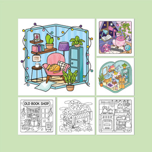 Juguetón lindo patrones libro para colorear jardín de infantes iluminación Simple dibujo de dibujos animados libro para colorear - Product Image 4