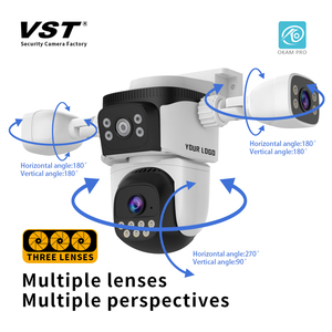 Nova câmera de vigilância sem fio sem fio de 360 graus Multi-Angle Outdoor 10X Zoom óptico de três lentes de três imagens AI <span class=keywords><strong>Network</strong></span> Camera