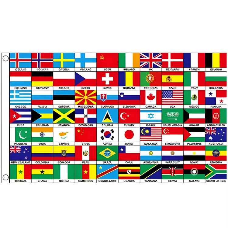 Drapeaux nationaux de 3x5 pieds, impression de bannières en polyester pour tous les pays, vente en gros bon marché