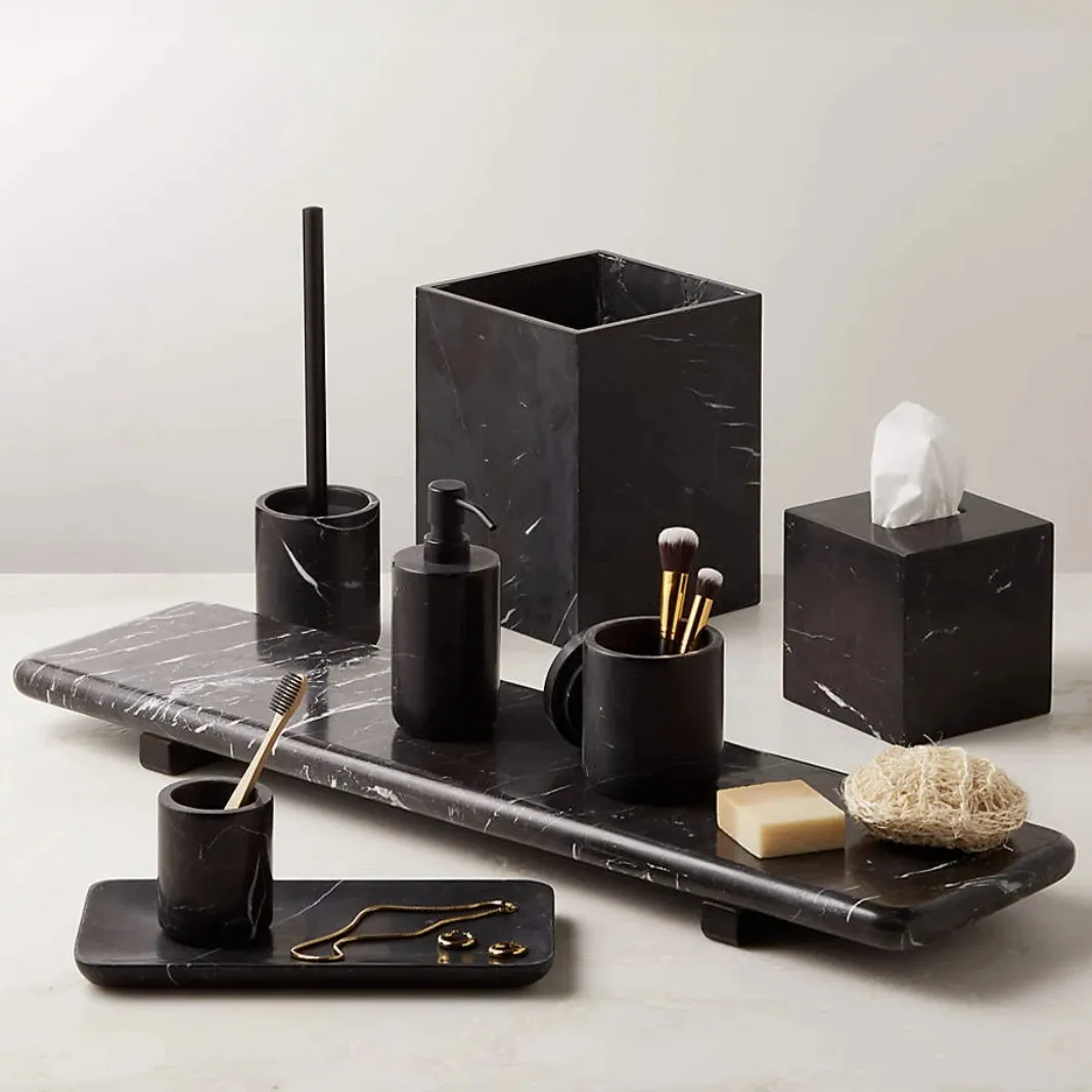 Stonekocc 8 stili bianco e Nero Nero Margiua marmo Set da bagno accessori Hotel arredamento