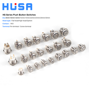 HUSA Factory 12mm 16mm 19mm 22mm 25mm Druckknopf schalter Selbst rück stellender selbstsicher nder IP67 wasserdichter Power Brass Kunststoff