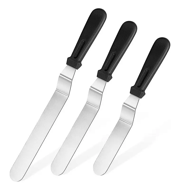 2023 outils de cuisson en acier inoxydable poignée spatules Curveblade couteau plat stratifié crème spatule gâteau glaçage spatule