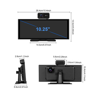 Podofo 10.25 "Incell màn hình cảm ứng Carplay Màn hình 3CH DVR không dây Carplay xách tay đài phát thanh xe Android Auto BT WIFI GPS bán buôn - Product Image 5