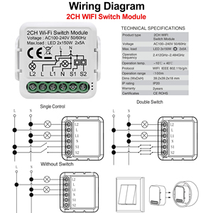 Módulo de interruptor inteligente Tuya Wifi con Control de voz para el hogar de 2 canales - Product Image 3