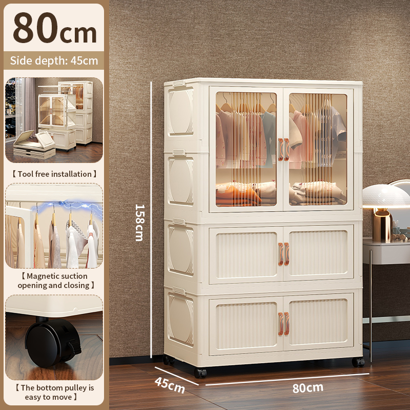 80cm-2capas+doble puerta+Blanco Transparente