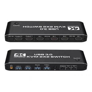 <strong>hdmi</strong> <strong>Usb</strong> 3.0mm Audio 2 in 2 Out 4K 60Hz Switcher 2x2 Usb3.0 <strong>hdmi</strong> <strong>Kvm</strong> matrix <strong>Switch</strong> 4k 60hz Dual Monitor for PC Laptop - Product Image 1
