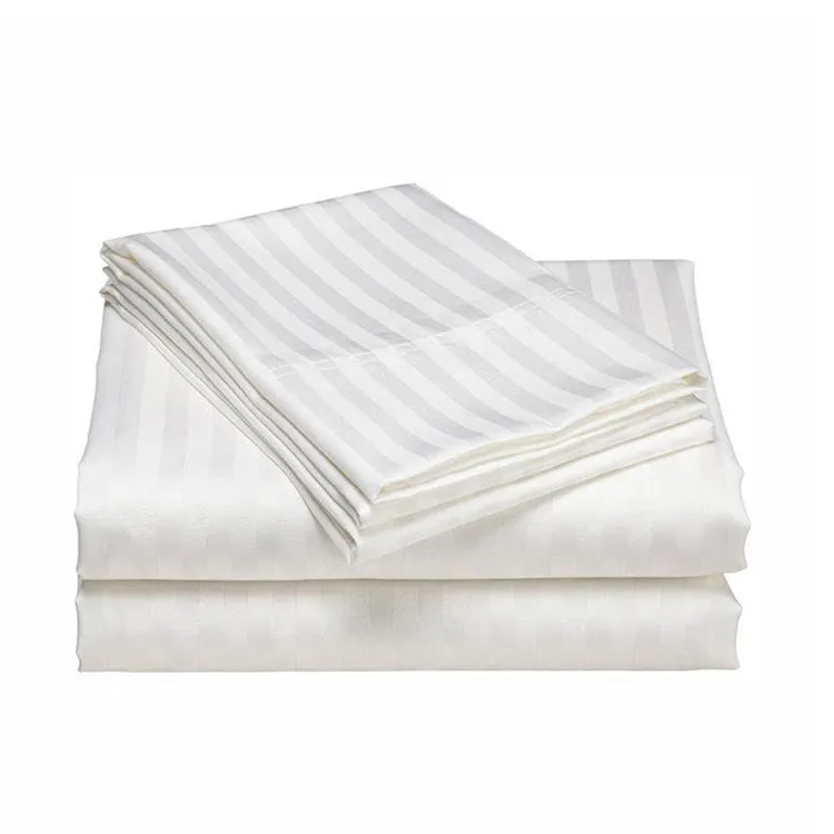 Draps de lit blancs à large bande pour hôtel, personnalisation unique, 5 étoiles, literie de luxe