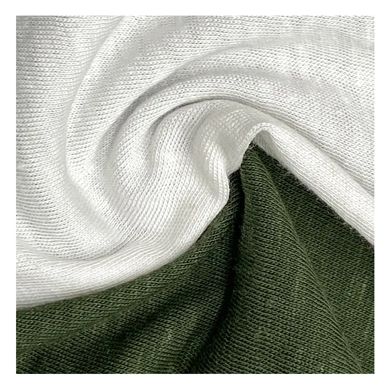 Tecido de camisa única personalizado por atacado 70% algodão orgânico 30% cânhamo 125gsm tecido de malha de cânhamo T Shirt