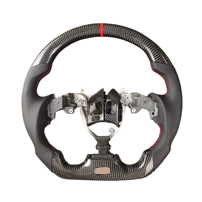 Red alignment mark+carbon fiber+perforated leather