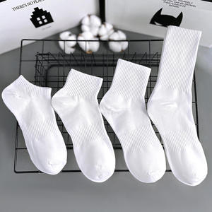 Wholesale <strong>Men's</strong> Cotton <strong>Hosiery</strong> Breathable Solid Colour Socks White Black Crew Sustainable Sweat-Absorbent Custom Made Logo