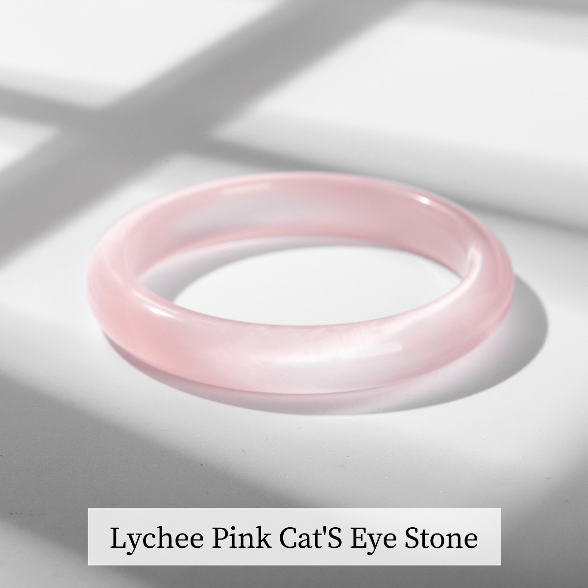 Lychee Pink Cat'S Eye Stone Bangle