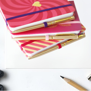 For FSC Recycled A6 <strong>Notebook</strong> Hard Cover <strong>Printed</strong> Leather Journal <strong>with</strong> <strong>Elastic</strong> Band and Pen Loose-leaf Binding for School Use - Product Image 2