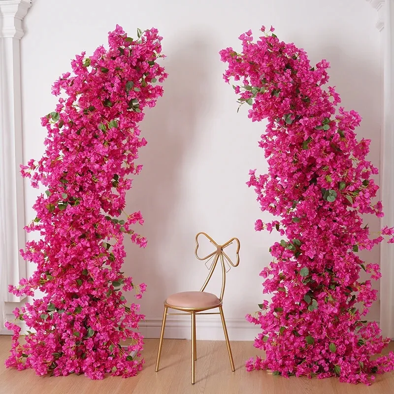 Hot Pink Bougainvillea Sofá Mesa Runner Flor Linha Casamento Backdrop Horn Arranjo Decoração Arco