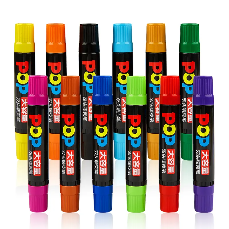 Alta Capacidade Não-tóxica 12 Cores Tinta Recarregável Reciclagem Impermeável Permanente de Secagem Rápida Pop Marker Pen