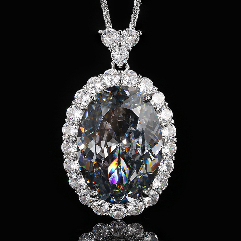Pendentif platine noir et gris avec chaîne Chopin