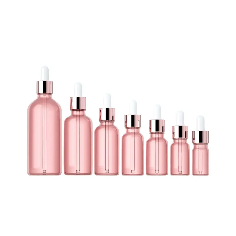 Envase cosmético 30ml 50ml 100mL Aceite para el cabello Aceite esencial Perfume Rosa Oro Rosa Frasco cuentagotas de vidrio para el cuidado de la piel Embalaje