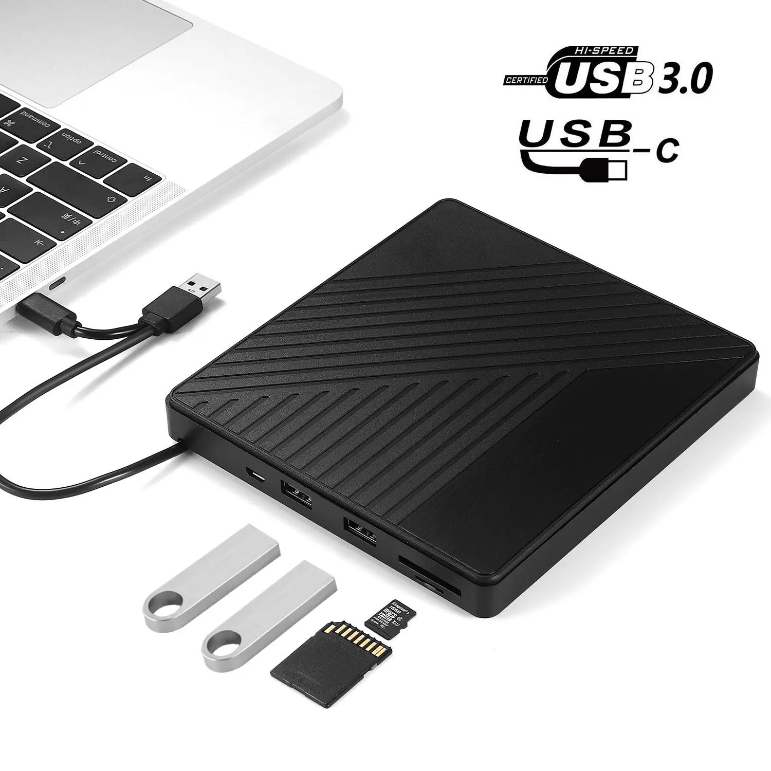 Tipo C-Drive de DVD Externo USB C USB3.0 2022 Novo Portátil CD/DVD +/-RW Drive Leitor de TF/SD Leitor De Cartão para Laptop CD ROM Queimador