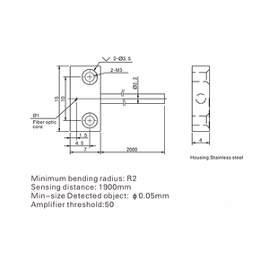 Akusense PT-F54UAスルービーム光ファイバーセンサーアレイタイプR2デジタルファイバーセンサーの最小曲げ半径タイプ - Product Image 3