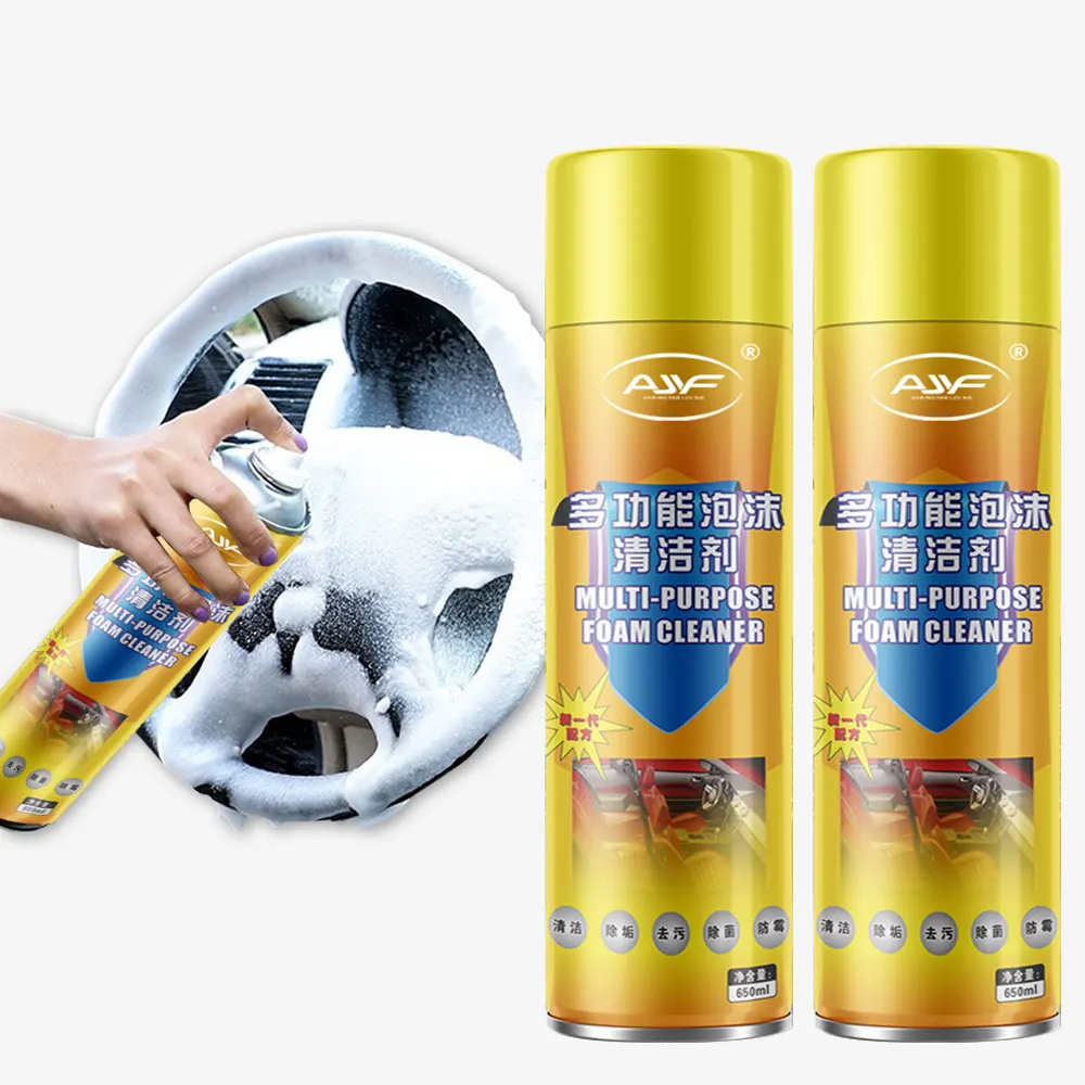 Mousse de nettoyage puissante pour voiture, liquide de pulvérisation moussant pour cuir/poignée/corps/lunettes de voiture