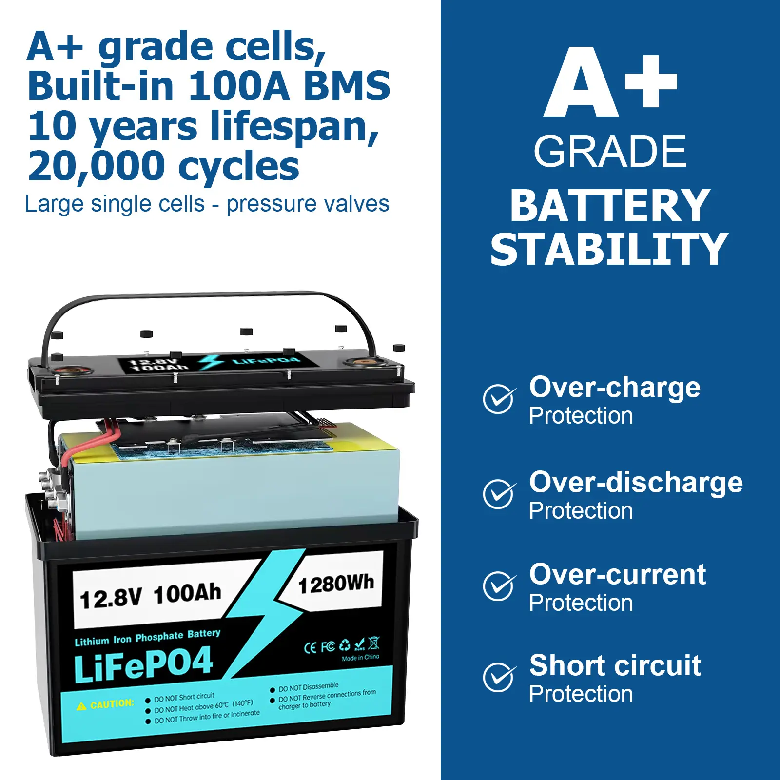 Lifepo4 Lithium-Ionen-Batterie LFP Solarstrom speicher RV Marine 12V 200AH Lithium-Eisen-Phosphat-Batterie