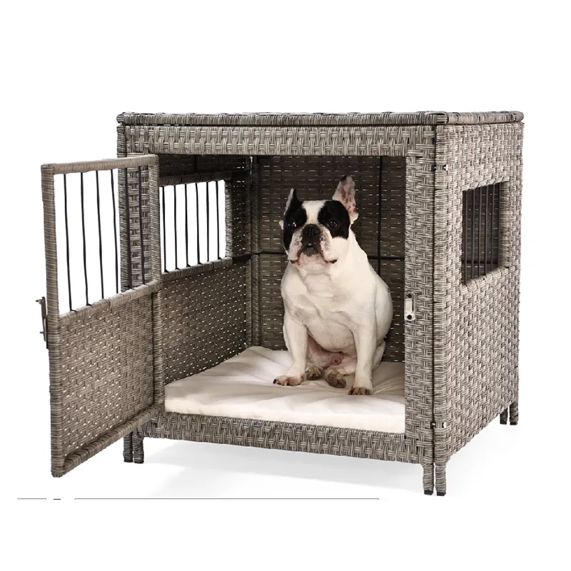 Nouveau Design en rotin et osier pour animaux de compagnie, caisse pour chien, meubles pour animaux de compagnie, Cage, lit pour chien, niche, maison