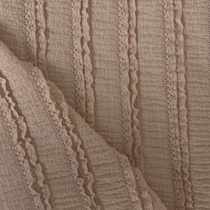 Rok triko kain Jersey katun/poliester Jacquard melar anak-anak perempuan gaun 12808 # daun Lotus berlipat berongga polos - Product Image 3