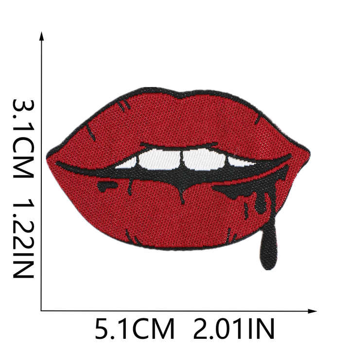 New Arrival Small Flower Iron on Hat Embroidery Patches Peachy Tiger Eye Lip Embroidery Flower Patches for Clothes Jacket Diy