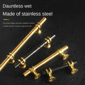 T şekli Modern dolap kolu lüks tırtıllı kabine kolu lüks dokulu alüminyum alaşım kolları tırtıllı - Product Image 3