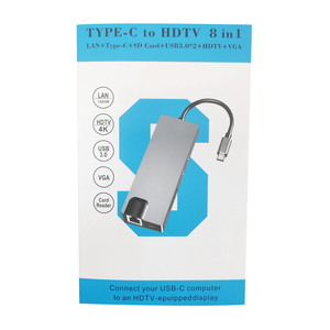 Factory Direct 8-In-1 per Laptop Docking Station USB3.0 VGA + HDTV adattatore TYPE-C SD Stock per Computer Docking Station a basso prezzo - Product Image 6