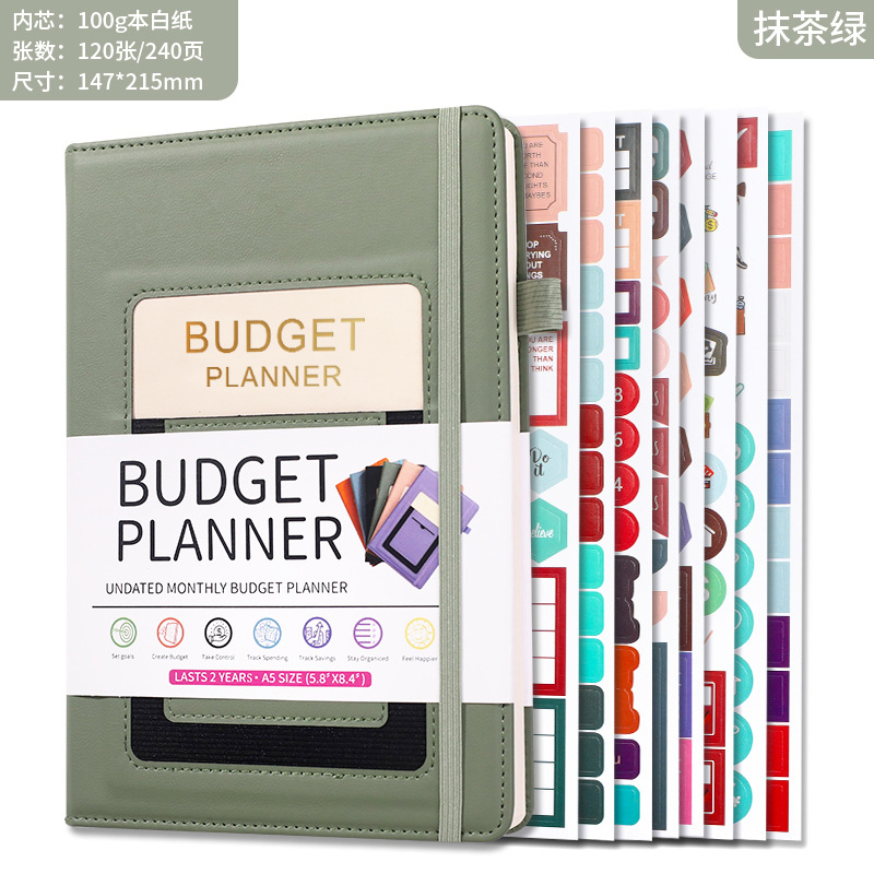 Pianificatore di budget - verde matcha - 8 pagine di adesivi