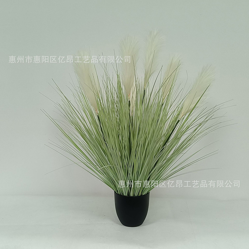 90cm light green 7 head reed explosion potted plant