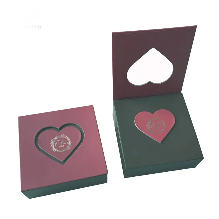 Custom Red Heart Die Cut Logo oro rosa chiusura magnetica carta Premium scatola di cioccolato