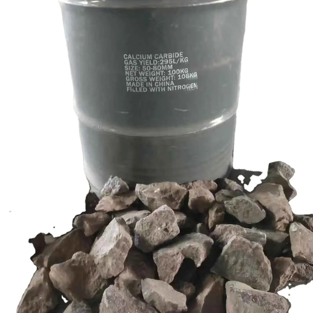 Usine de gaz acétylène carbure de calcium 50-80mm 295L/kg carbure de calcium 100 kg prix du tambour