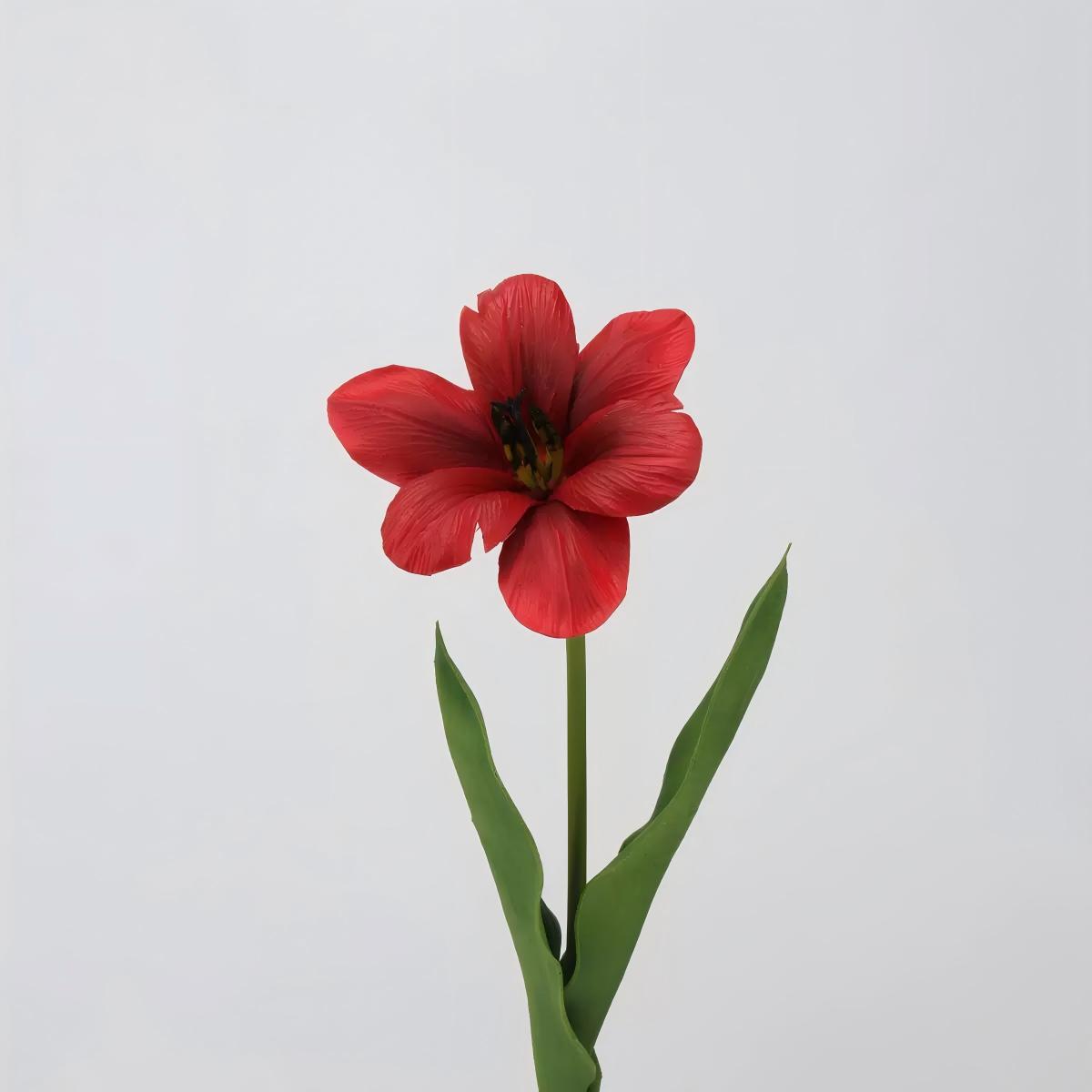 Fleur artificielle rouge vif façon brownie au beurre