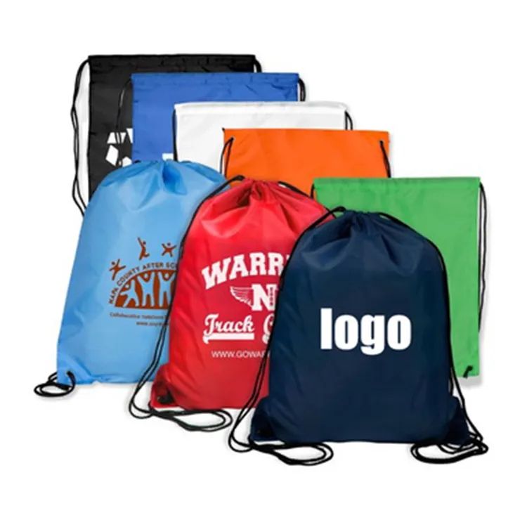 Recyclable sac à cordon, sacs à cordon personnalisés bon marché, cordon pliable polyester sac